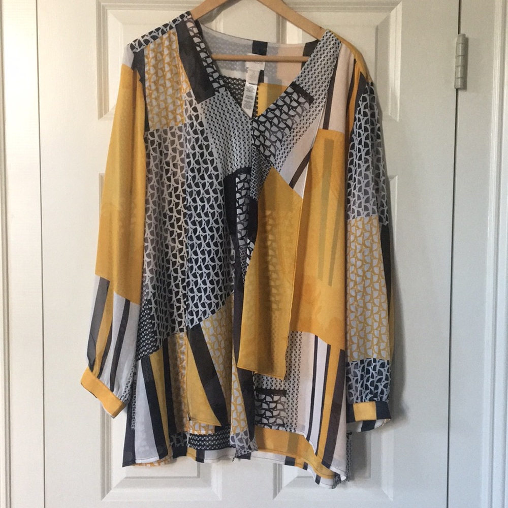 Chico’s black and gold blouse
